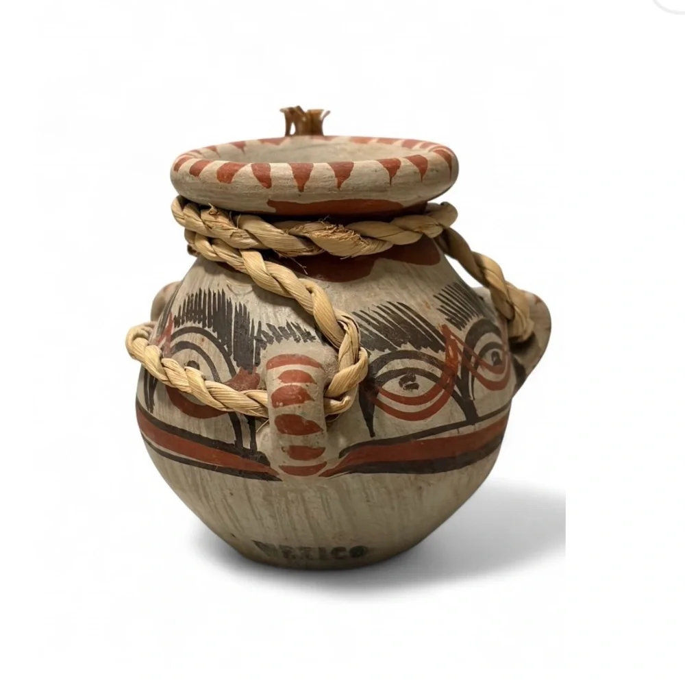Vintage Handcrafted Mexican Clay Pottery  Vase